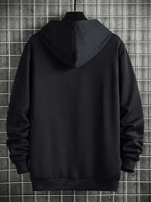 Bộ áo nỉ trùm đầu dáng rộng thời trang xuân thu cho nam phong cách bạn trai kèm quần chạy bộ có dây rút - màu đen - Xem 2