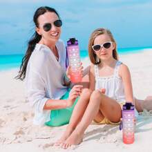 1pc 1L Leak-Proof Design Motivational Water Bottle With Time Markings Fitness Drinking Bottle With Straw Portable Sports Drink Water Bottles For Travel Outdoor Sports - Capacity - View 7