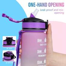1pc 1L Leak-Proof Design Motivational Water Bottle With Time Markings Fitness Drinking Bottle With Straw Portable Sports Drink Water Bottles For Travel Outdoor Sports - Capacity - View 3