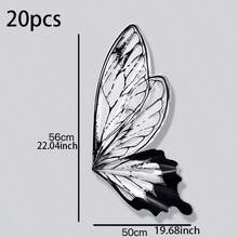 Paquete de 20 piezas de papel de regalo para ramo de flores y mariposas, material OPP creativo para bricolaje floral, innovador diseño de ala de mariposa transparente e impermeable - Negro - Ver 2