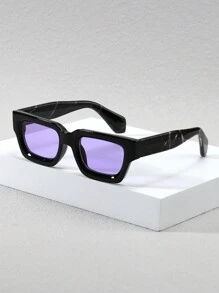 1/2 pares de gafas de marco rectangular cóncavo grueso para hombres, gafas de moda multifuncionales de estilo callejero retro para verano, playa, vacaciones, exterior y viajes - Multicolor - Ver 15