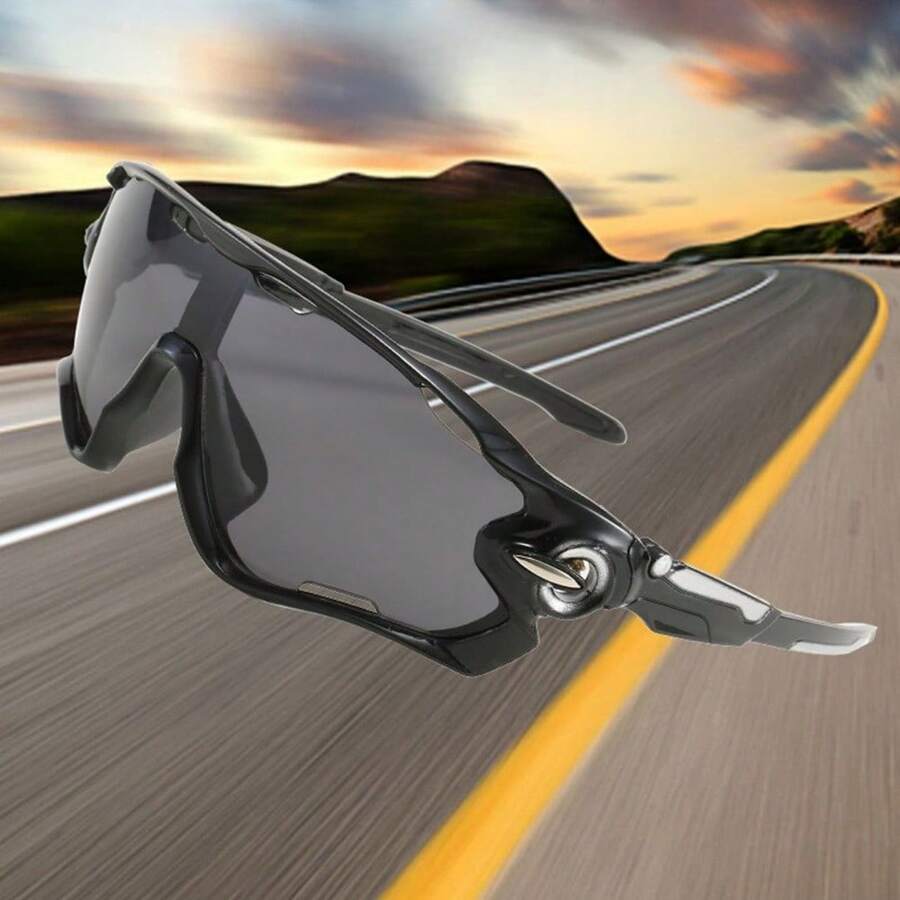1 时尚自行车运动防风时尚眼镜，颜色一体化设计，超轻，户外眼镜遮阳镜配件 - 彩色 - 查看 1