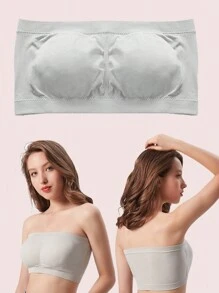 حمالة صدر قاعدية بطبقتين بدون أشرطة مع وسادة صدر، مشدود بدون سلك لمنع التعرض للضوء