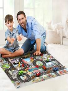 1pc Popular Game Scene Map Civilization City Parking Lot Game Pad, Waterproof Non-Woven Fabric Mat For Urban Theme Game Traffic Route Map, Suitable For Camping, Children Play And Parent-Children Interactive Games (Note: The Product Does Not Include Engineering Road Sign Models And Car Models)