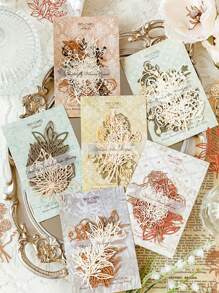 MOCARD 10 piezas/paquete Papel para álbum de recortes con temas de plantas y flores con agujeros, papel de fondo para decoración DIY, regalo de festival, material de collage hecho a mano, papelería personalizada para planificación y proyectos escolares creativos. - Verde - Ver 4