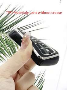 Móc khóa gấu bông xoay màu bạc nạm kim cương thời trang + Hộp đựng chìa khóa xe màu bạc đen chống rơi + Bộ móc chìa khóa cho Civic Accord CRV HRV Fit Odyssey Insight City Accord - màu đen - Xem 3