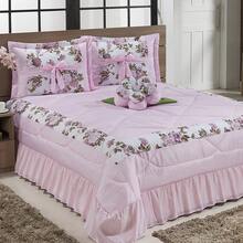 Double Bedspread Kit With Flower Cushion Amazonas Decoration 04 Pieces - 玫紅色 - 查看 4