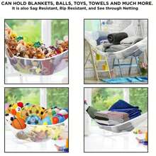 1 pieza Hamaca de malla extra grande para animales de peluche - Organizador de juguetes de peluche fácil de instalar para rincones de la pared - Red de exhibición ahorradora de espacio - Perfecta para decoración de habitación infantil y sala de juegos, y regalos de fiesta de invierno, almacenamiento de regalos - Multicolor - Ver 4