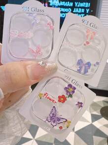 透明钢化玻璃相机镜头膜适用于 12/13，全覆盖卡通设计，适用于 15Promax/14，生日、家人、朋友礼物，镜头保护膜，手机配件