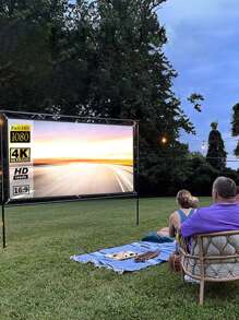 Portable Projection Screen 16:9 Outdoor Movie Screen Travel Home Cinema Easy Folding Projector Screen Cloth Outdoor Full HD 4K Projection Screen 1pc - White - View 1
