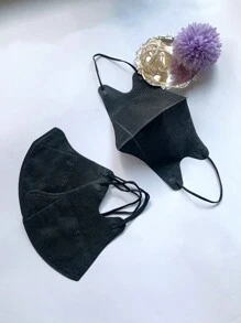 10入組黑色3D實心成人一次性無紡布口罩，可以防塵、防曬，一般適用於成人（S-M碼） - 黑色 - 查看 6