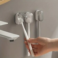 3件套牙刷架免钻防尘悬挂式收纳牙刷架浴室配件 - 彩色 - 查看 12