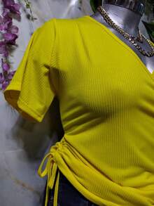 BLUSA TALLA CURVY DOBLE JARETA MOD. NALA TELA FRESCA RIF TEXTURA LIGERA - Amarillo - Ver 4