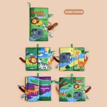 1 pieza Libro de tela de cola de animal para bebé con papel ruidoso y reconocimiento de animal para la educación temprana, color y patrón aleatorios - Multicolor - Ver 5