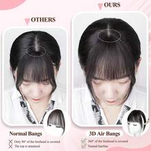 Bangs Clip In Hair Extensions,3D Bangs 360° Cover Clip On Bangs Women Curved Bangs For Daily Wear 8inch - Natural Black - View 5