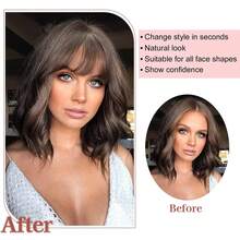 Bangs Clip In Hair Extensions,3D Bangs 360° Cover Clip On Bangs Women Curved Bangs For Daily Wear 8inch - Natural Black - View 6