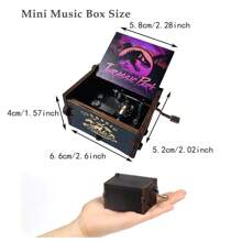 Wooden Carving Hand Crank Music Box, Jurassic Dinosaur Wooden Carving, Black And Purple Painted 8 Note Music Box, Children's Day Gift, Anime Peripherals, Commemorative Gift For Fans, Gift For Daughter, Son, Friend, Classmate, Birthday Gift, Exquisite Gift, Home Decor, Room Decor, Party Decor, Ornament Small Gift, Music Box