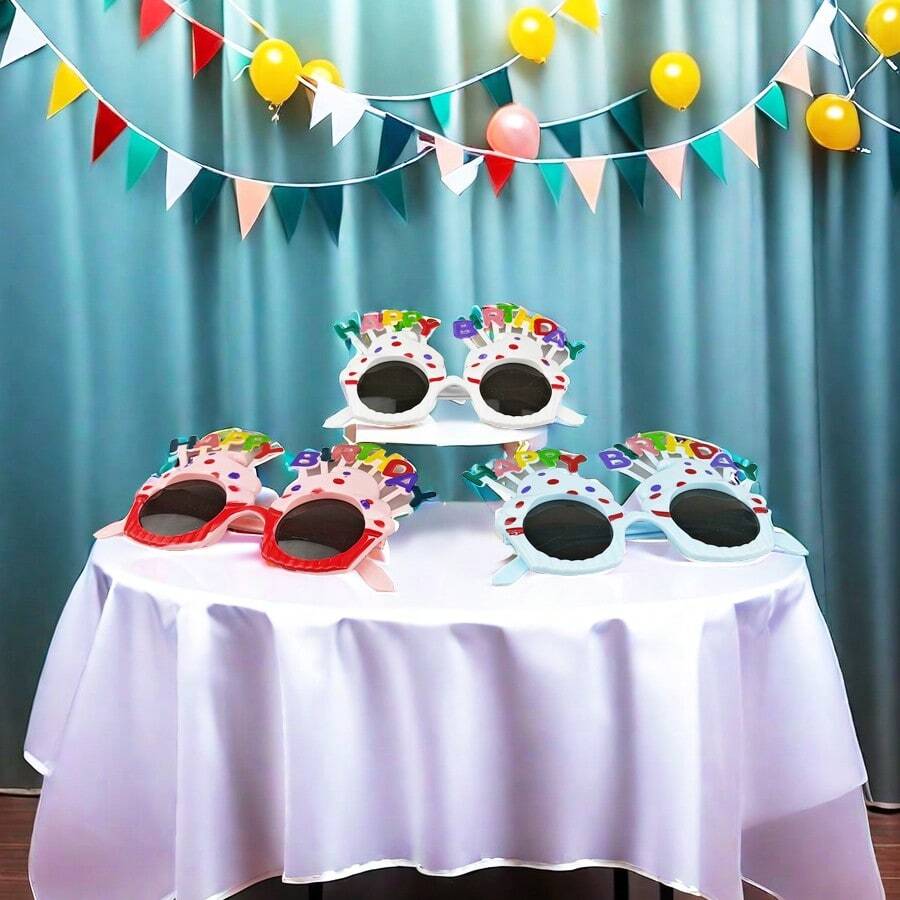 有趣的派對眼鏡蛋糕裝飾，非常受成年人歡迎，是生日自拍道具之一 - 彩色 - 查看 1