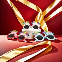 有趣的派對眼鏡蛋糕裝飾，非常受成年人歡迎，是生日自拍道具之一 - 彩色 - 查看 3