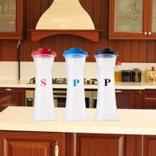 隨機3入組優雅沙漏造型鹽胡椒瓶套裝，帶蓋，方便攜帶，耐用，適用於家庭、廚房、餐廳和野營