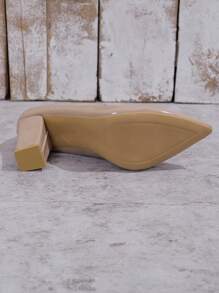 Women Shoes Spring New Fashion Sexy Pointed Low Vamp Ladies High-Heeled Shoes Chunky Heel All-Match Women Shoes - Apricot - View 7