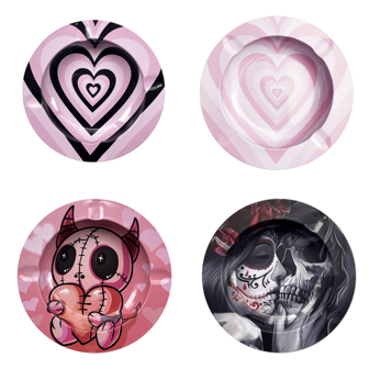 1 件时尚图案烟灰缸，马口铁烟灰储存盘，吸烟配件。，返校用品