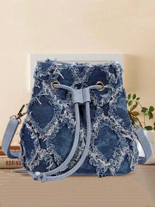 Women Drawstring Bag Mini Sling Bag Bucket Bag Diamond Shape Daily Outdoor Bag