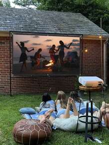 Portable Projection Screen 16:9 Outdoor Movie Screen Travel Home Cinema Easy Folding Projector Screen Cloth Outdoor Full HD 4K Projection Screen 1pc - White - View 4