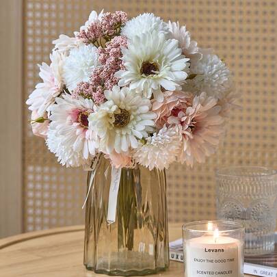 1pc/3pcs Artificial Dandelion, Peony, Daisy Silk Flower Bouquet, Wedding Bride Bouquet, Home Office Bathroom Kitchen Dining Table Decor, Valentine's Day Birthday Graduation Autumn Decoration