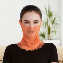 1 pieza Cuello de cisne de unicolor para mujer con cobertor de máscara facial transparente delgado. Accesorios de mujer para invierno y otoño