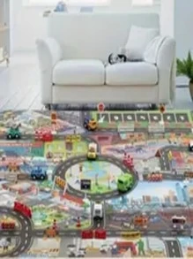 1pc Popular Game Scene Map Civilization City Parking Lot Game Pad, Waterproof Non-Woven Fabric Mat For Urban Theme Game Traffic Route Map, Suitable For Camping, Children Play And Parent-Children Interactive Games (Note: The Product Does Not Include Engineering Road Sign Models And Car Models)