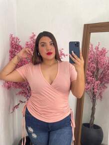 BLUSA TALLA CURVY DOBLE JARETA MOD. NALA TELA FRESCA RIF TEXTURA LIGERA - Rosa - Ver 1