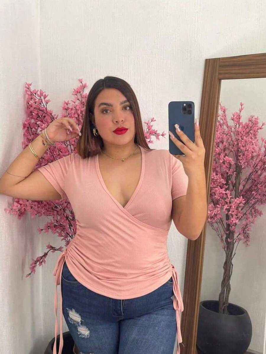 BLUSA TALLA CURVY DOBLE JARETA MOD. NALA TELA FRESCA RIF TEXTURA LIGERA - Rosa - Ver 1