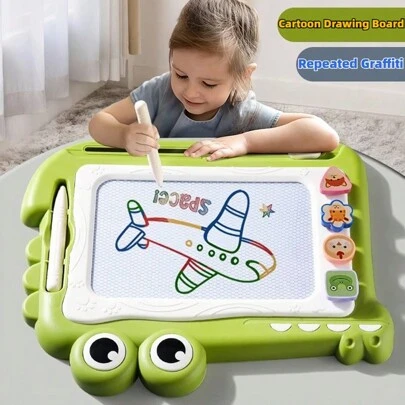 1 bảng vẽ màu cho trẻ em, bảng vẽ Graffiti hình cá sấu hoạt hình, bảng ma thuật có thể tái sử dụng, sạch sẽ và không làm bẩn tay, quà tặng vẽ cho trẻ em mới bắt đầu, đồ chơi ngoài trời cho trẻ em, bảng viết giáo dục, trở lại trường học
