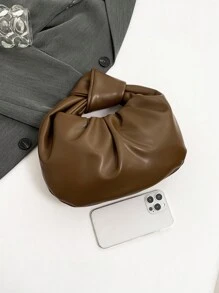 Fashionable Simple Ruched Cloud Handbag, Versatile Shoulder/Underarm Bag, New Design - Coffee Brown - View 5