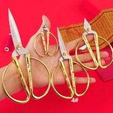 1pc Stainless Steel Scissors, Retro Small Scissors, Precision Craft Scissors, Ergonomic, Versatile, Suitable For Scrapbooking, Sewing And Art Projects, Tools For Men - Yellow - View 6