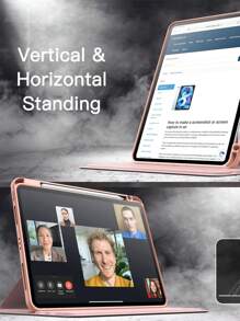 360° Rotating IPad Protective Case Backcover, Shock-Proof, High Compression Resistance, Scratch-Resistant, Support Sleep/Wake Function, Compatible With Built-In Apple Pencil Slot, Adjustable Viewing Angle - Pink - Pink - View 9