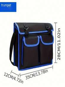 多功能双层牛津布宽带安装大容量电工维修耐磨手提斜跨两用工具包大容量耐磨加厚单肩斜跨工具包电工木工 - 藍色 - 查看 7