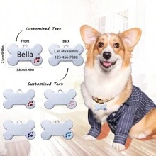 Red Dog Paws Dog Bone ID Tag Pet Collar Mặt dây chuyền Cá nhân khắc tên mặt chó cho mèo Puppy Keyring Phụ kiện vòng cổ quyến rũ Giới tính - Đỏ - Xem 1