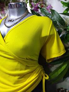 BLUSA TALLA CURVY DOBLE JARETA MOD. NALA TELA FRESCA RIF TEXTURA LIGERA - Amarillo - Ver 3