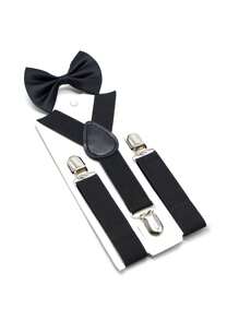 1set Kids' Adjustable Suspenders & Bowknot Accessories, Infant Suspender Clips, Suitable For Boys & Girls 1-14 Years Old, For Weddings, Parties, Birthdays, Christmas, Halloween, School Events, Everyday Wear - one-size - View 7