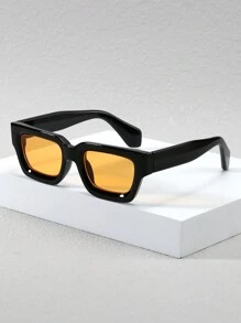 1/2 pares de gafas de marco rectangular cóncavo grueso para hombres, gafas de moda multifuncionales de estilo callejero retro para verano, playa, vacaciones, exterior y viajes - Multicolor - Ver 16