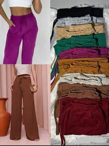 Calça Moletom Feminina Pantalona Lanzinha - Verde Militar - Visão 4