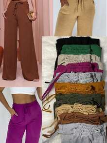 Calça Moletom Feminina Pantalona Lanzinha - Verde Militar - Visão 2