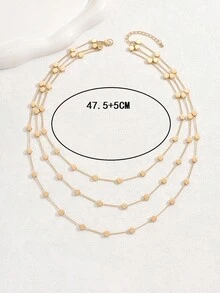 1條簡約優雅流行的多層金鏈項鍊，適用於女士的日常和假日休閒配飾 - 金黃色 - 查看 4