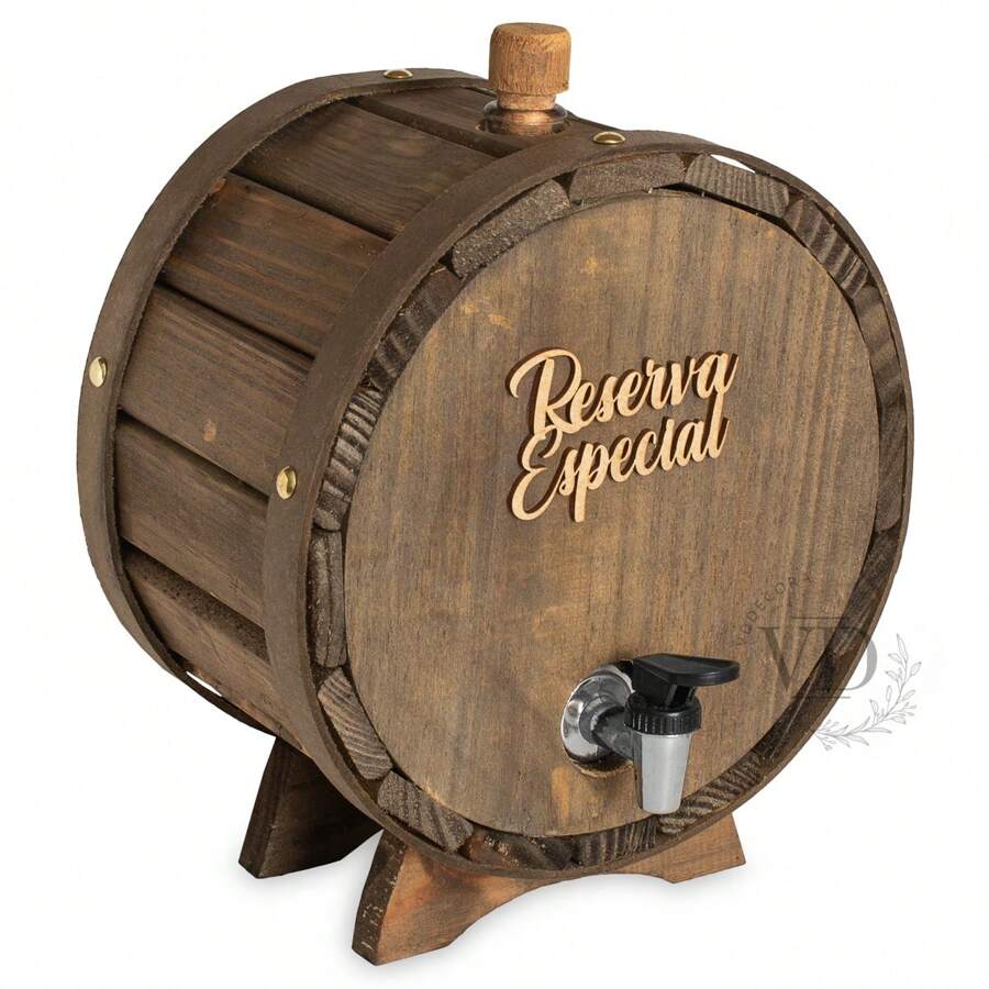 Barrica pingômetro Rústica Artesanato de 01 Litro revestido de Madeira - Marrom - Visão 1