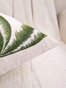 Miater 1入夏季椰樹刺繡帆布枕套 - 綠色 - 查看 3