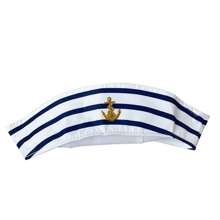 1pc (2 Colors Available) Blue Striped Sailor Hat Ideal For Captain Role Play, Yacht Party With Adjustable Size, And White Striped Handkerchief & Bow Tie - Perfect For Halloween And Costume Parties