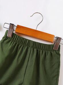 Trang phục kết hợp áo sơ mi sọc và quần short đẹp trai mùa hè, dành cho nam - màu xanh lá - Xem 5