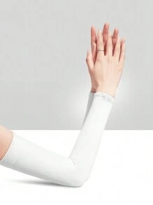 3 双女式直筒面料防晒袖套（黑色和白色）万圣节 - 彩色 - 查看 4